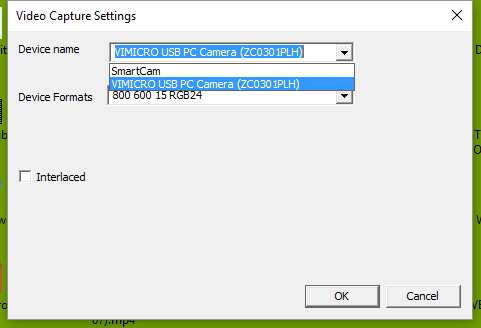 Video Capture Settings Device name